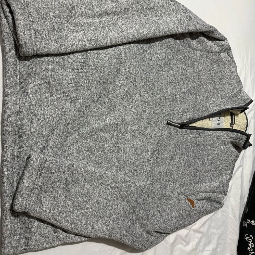 Orvis Quarter Zip Sherpa Lining Pullover Fly Fishing (Men's Medium) Heather Gray